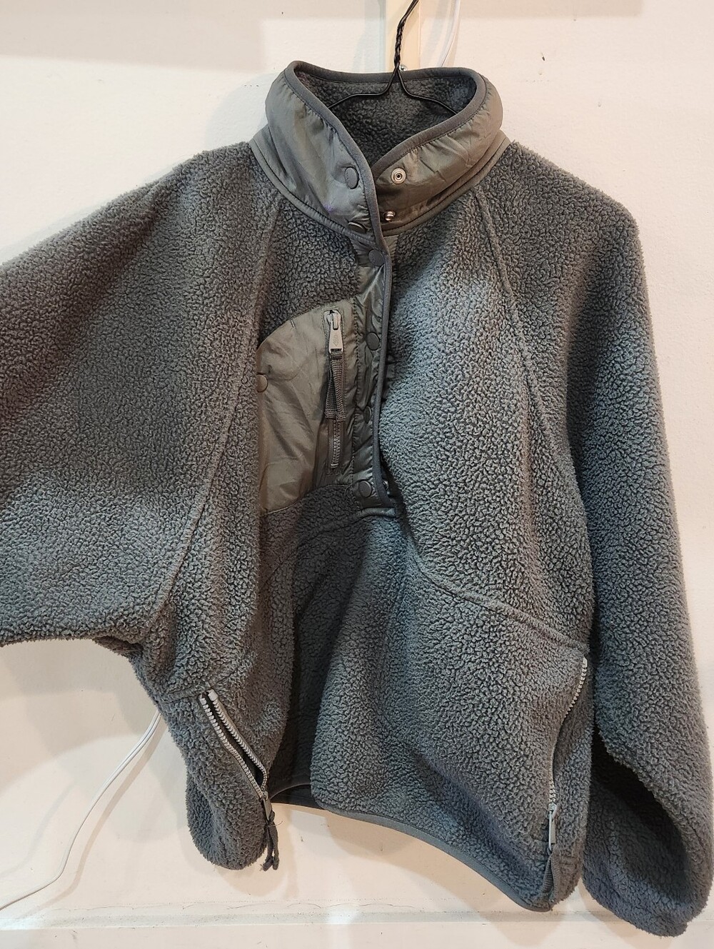 Free People FP Movement Hit The Slopes Fleece Pullover, Slate Blue/Sage - Picture 4 of 12